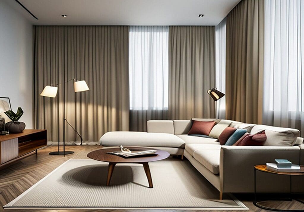 L shaped curtain design for your living room interiors - Asian P